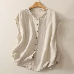 Summer Cotton Linen Sleeveless T-Shirts Woman Casual Loose Ladies Tops Tee Camiseta Mujer Clothes Women T Shirt Blusas Tshirt